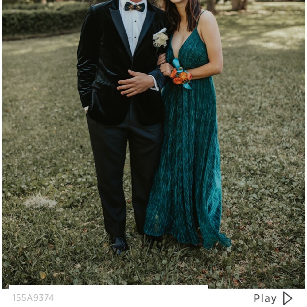 Green shimmery prom dress